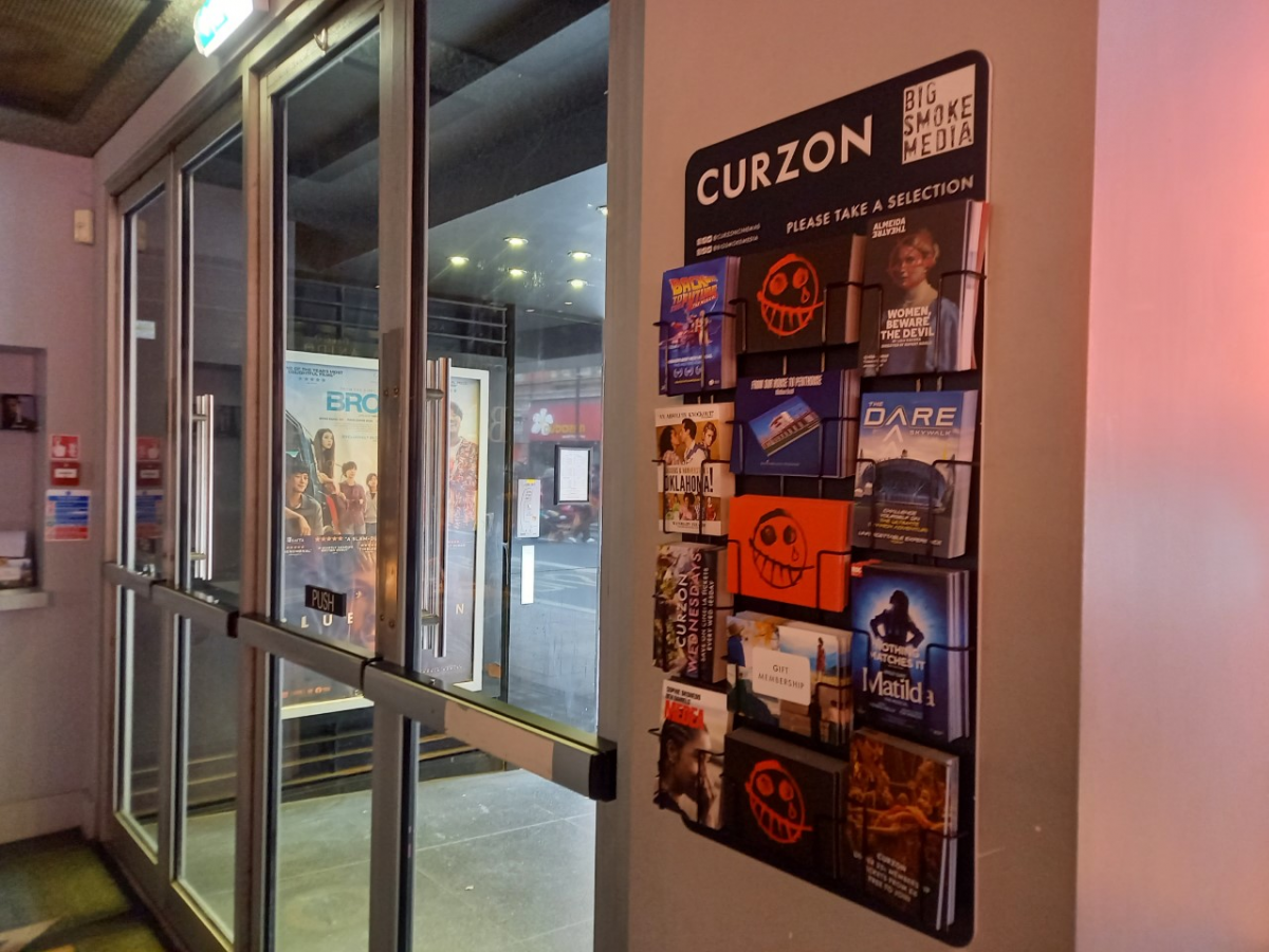 Matthew Bazell’s Book Postcard on Display Rack at the Curzon-Big Smoke Media Agency