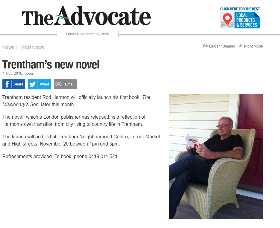 Rod Harmon featured in The Hepburn Advocate